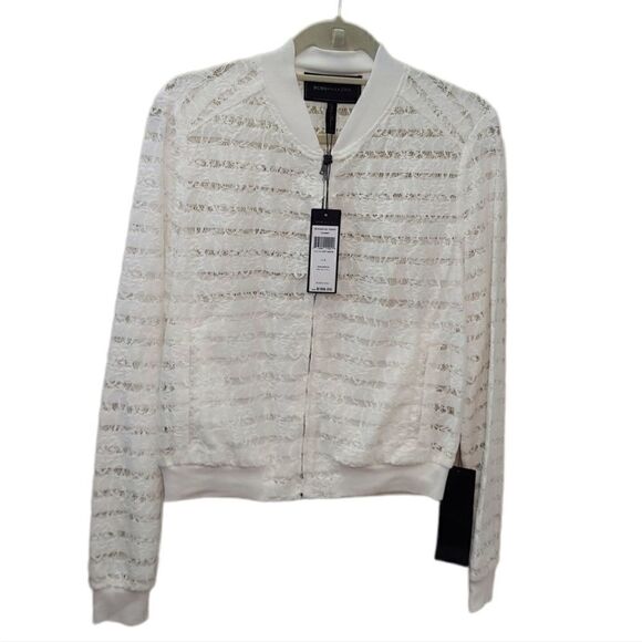BCBG Maxazaria 'Kasen' Stripe & Lace Zip-up - Picture 1 of 8